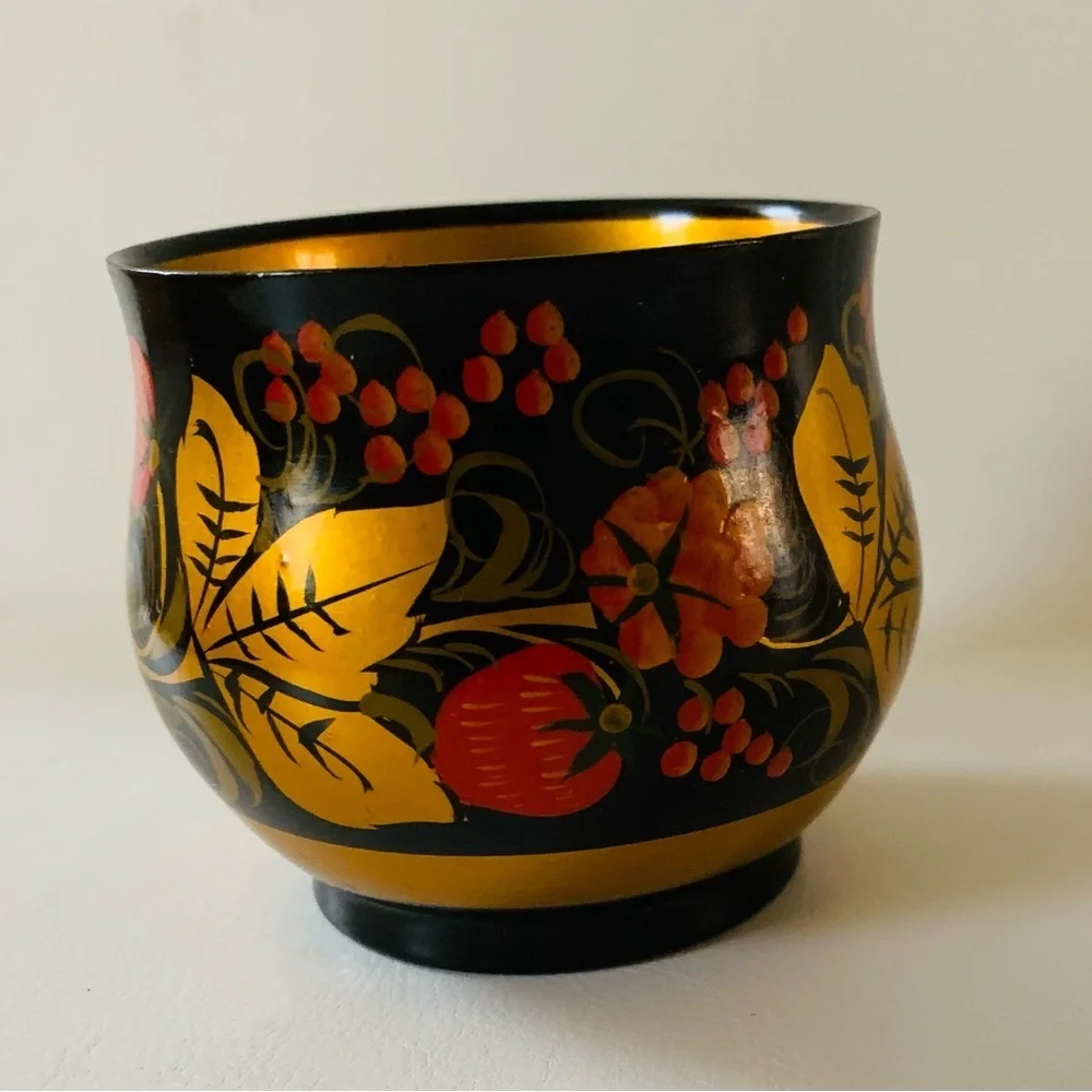 Hand painted wooden vase
